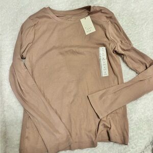 a new day Long Sleeve Crewneck Top - Dusty Rose Blush